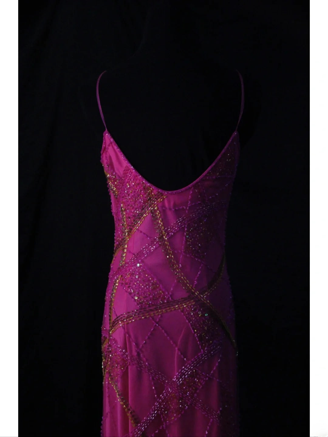 Vintage A line Spaghetti Straps Fuchsia 70s With Beads Long Prom Max Dresses Inspo 18th Birthday Outfit Formal Dress For Women AS455
