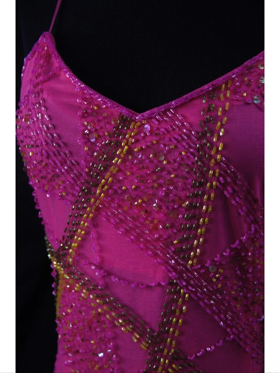 Vintage A line Spaghetti Straps Fuchsia 70s With Beads Long Prom Max Dresses Inspo 18th Birthday Outfit Formal Dress For Women AS455