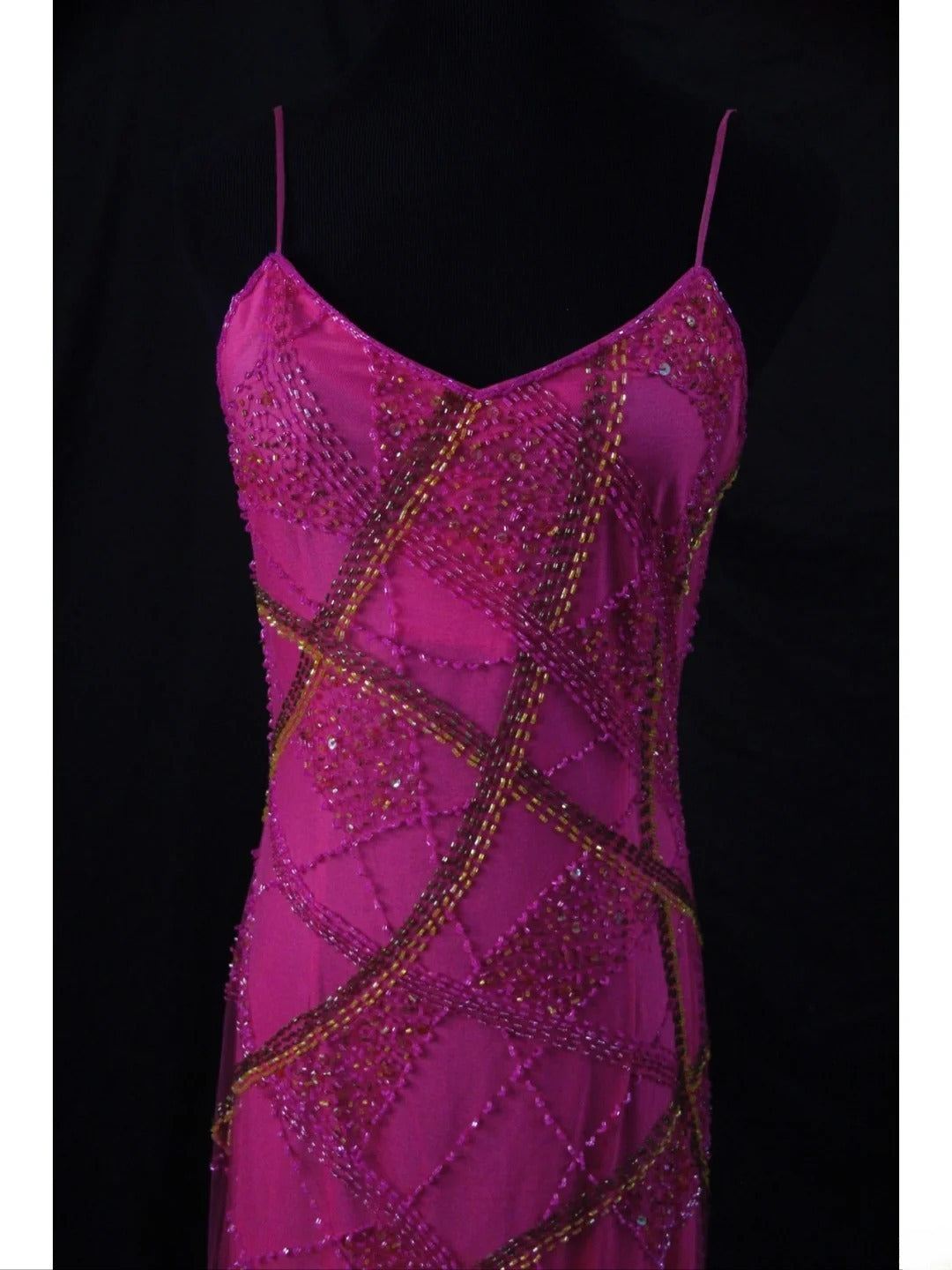 Vintage A line Spaghetti Straps Fuchsia 70s With Beads Long Prom Max Dresses Inspo 18th Birthday Outfit Formal Dress For Women AS455