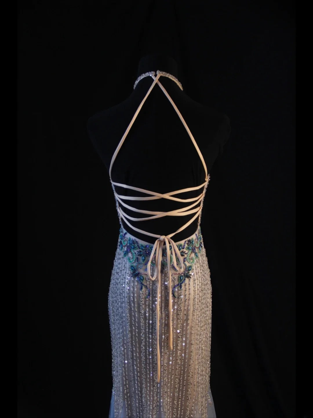 Vintage Mermaid Champagne Halter 70s With Beads Long Prom Max Dresses Inspo 18th Birthday Outfit Formal Dress For Women AS456