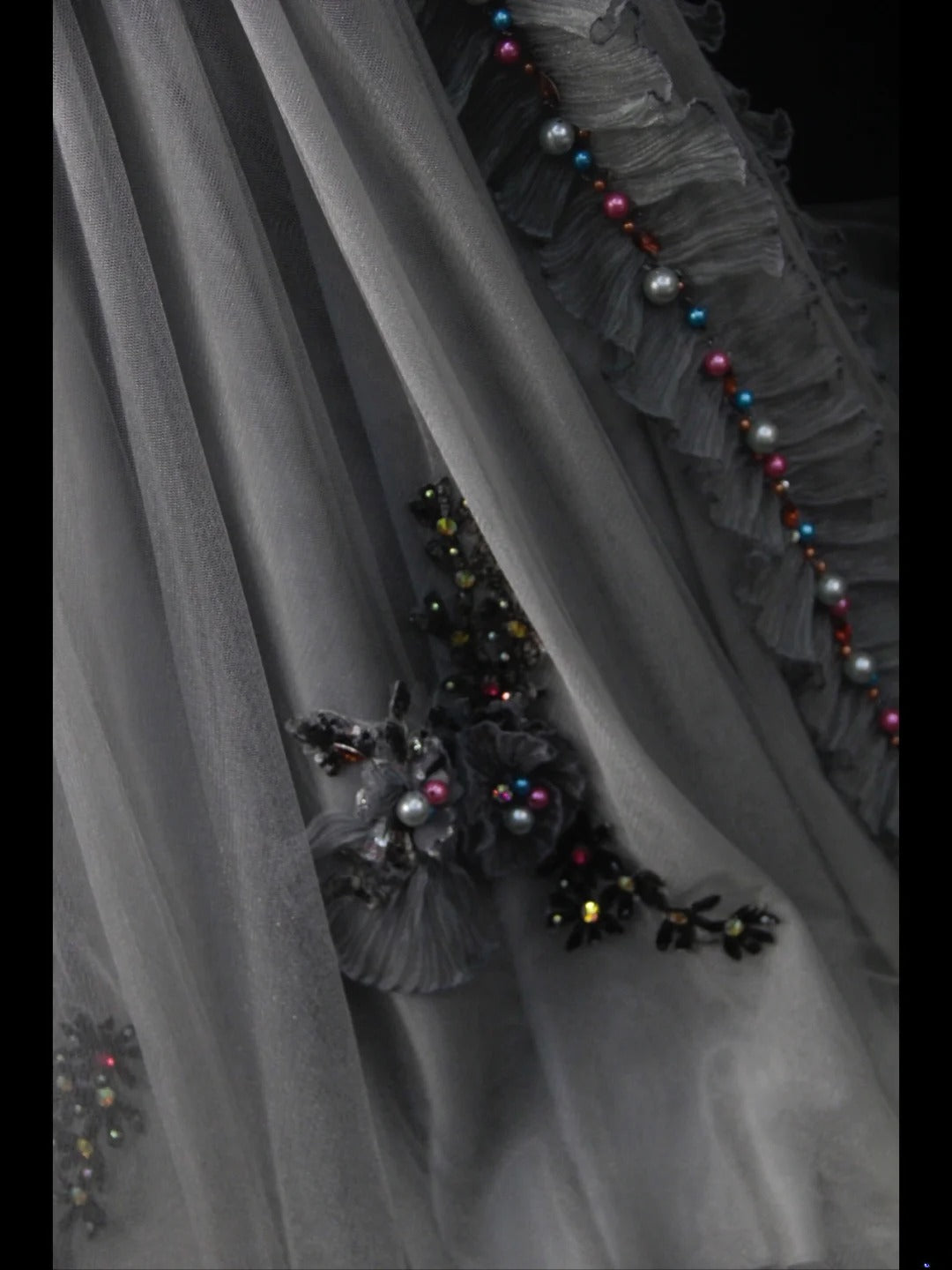 Vintage Mermaid Spaghetti Straps Silver Gray Tulle 70s With Beads Long Prom Max Dresses Inspo 18th Birthday Outfit Formal Dress For Women AS457
