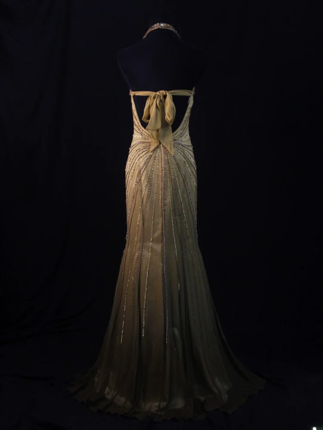 Vintage Mermaid Halter Gold Chiffon Backless 70s With Beads Long Prom Max Dresses Inspo 18th Birthday Outfit Formal Dress For Women AS458