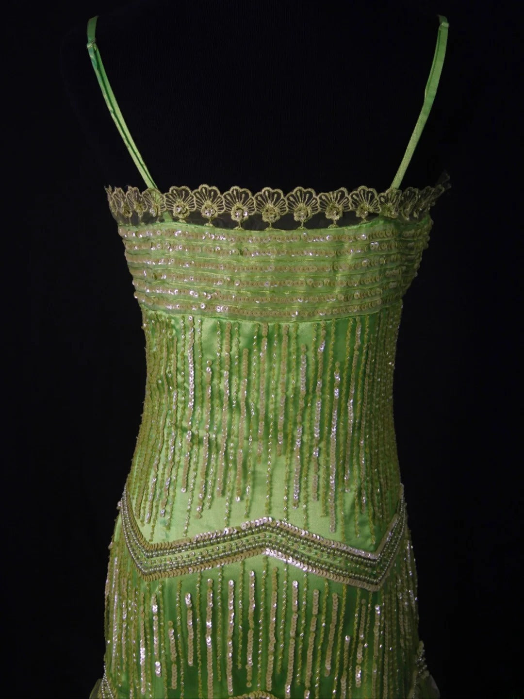 Vintage Meerjungfrauenkleid mit Spaghettiträgern, grünem Tüll und Perlen, 18. Geburtstagskleid, Homecoming-Kleid, Cocktailkleid AS460