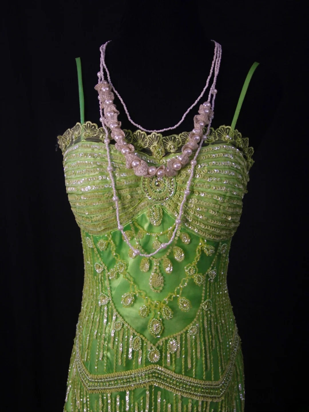 Vintage Meerjungfrauenkleid mit Spaghettiträgern, grünem Tüll und Perlen, 18. Geburtstagskleid, Homecoming-Kleid, Cocktailkleid AS460