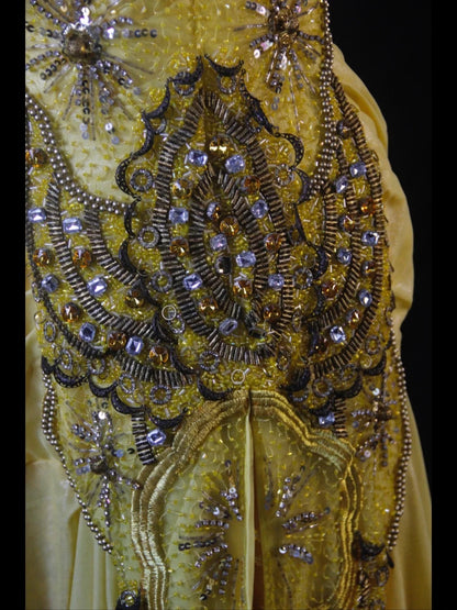 Vintage Mermaid Spaghetti Straps Yellow Lace 70s With Beads Prom Max Dresses Inspo 18th Birthday Outfit Formal Dress For Women AS467