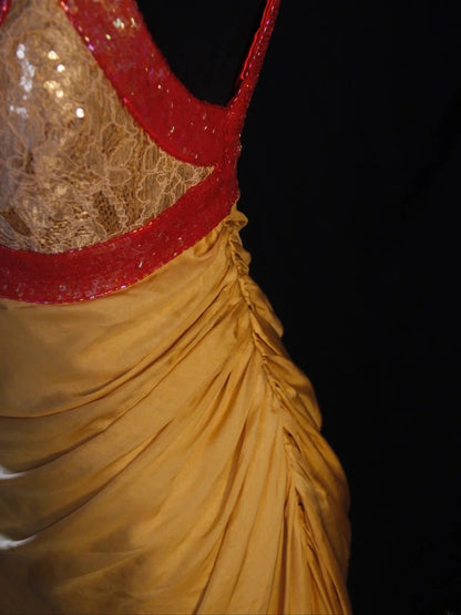 Vintage Mermaid V Neck Gold Sequins Chiffon 1950s With Ruffled Bodice Long Prom Dresses Inspo 18th Birthday Outfit Formal Gown AS469