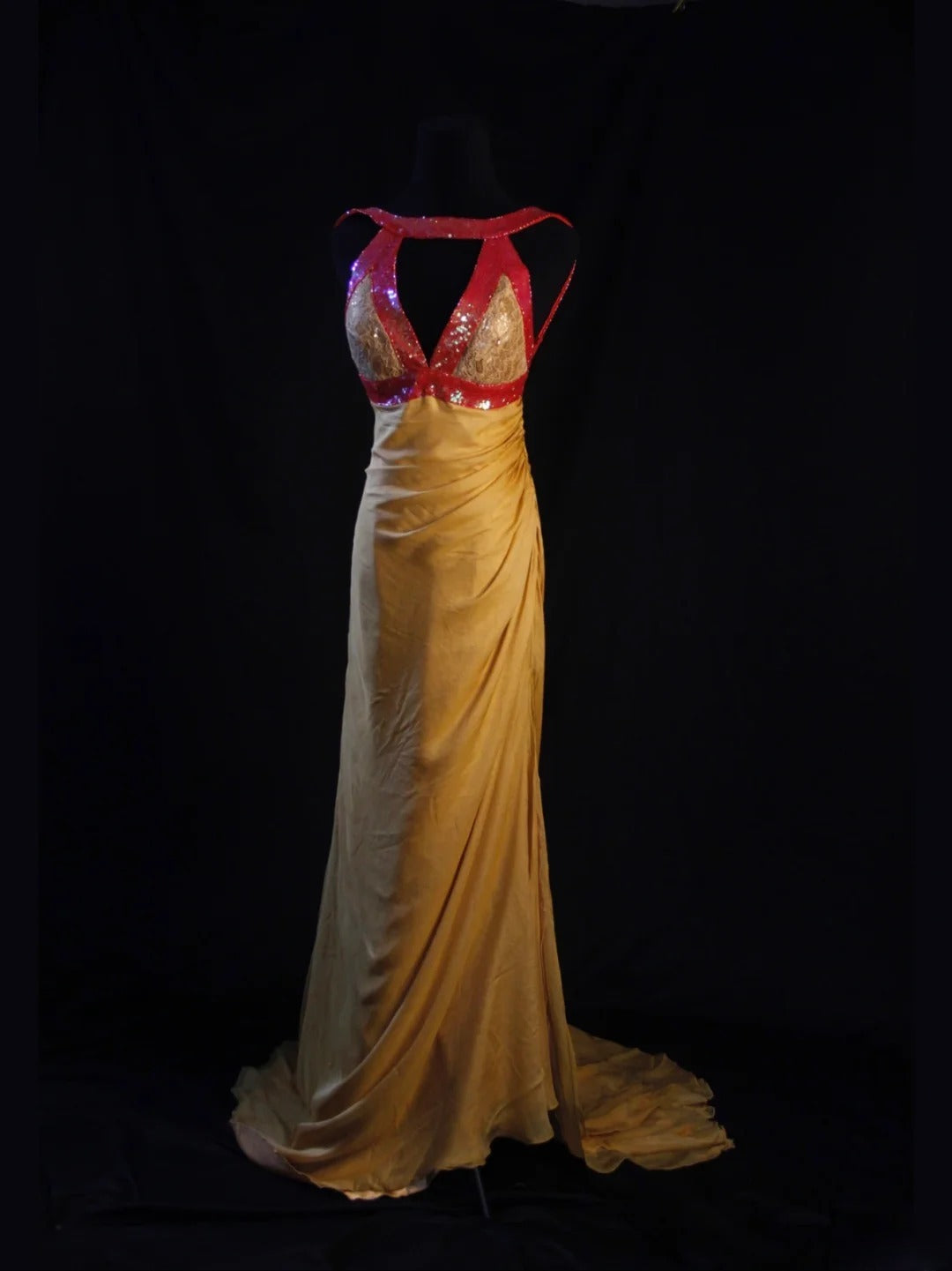 Vintage Mermaid V Neck Gold Sequins Chiffon 1950s With Ruffled Bodice Long Prom Dresses Inspo 18th Birthday Outfit Formal Gown AS469