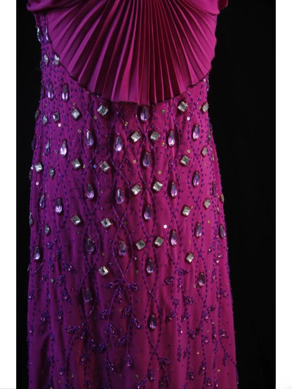 Vintage Mermaid Spaghetti Straps Fuchsia Chiffon 90s With Beadings Prom Max Dresses Inspo 19th Birthday Outfit Formal Dress For Women AS475