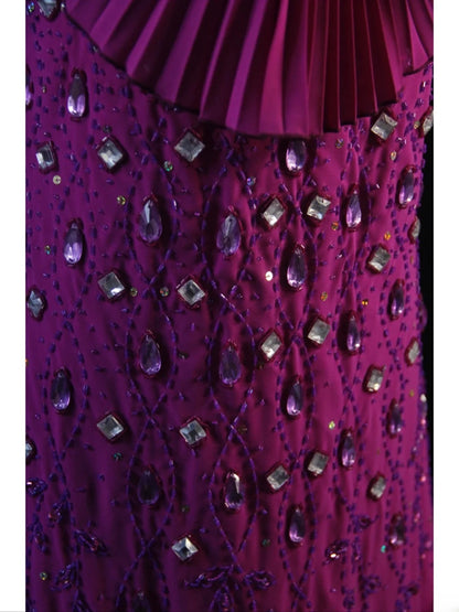 Vintage Mermaid Spaghetti Straps Fuchsia Chiffon 90s With Beadings Prom Max Dresses Inspo 19th Birthday Outfit Formal Dress For Women AS475