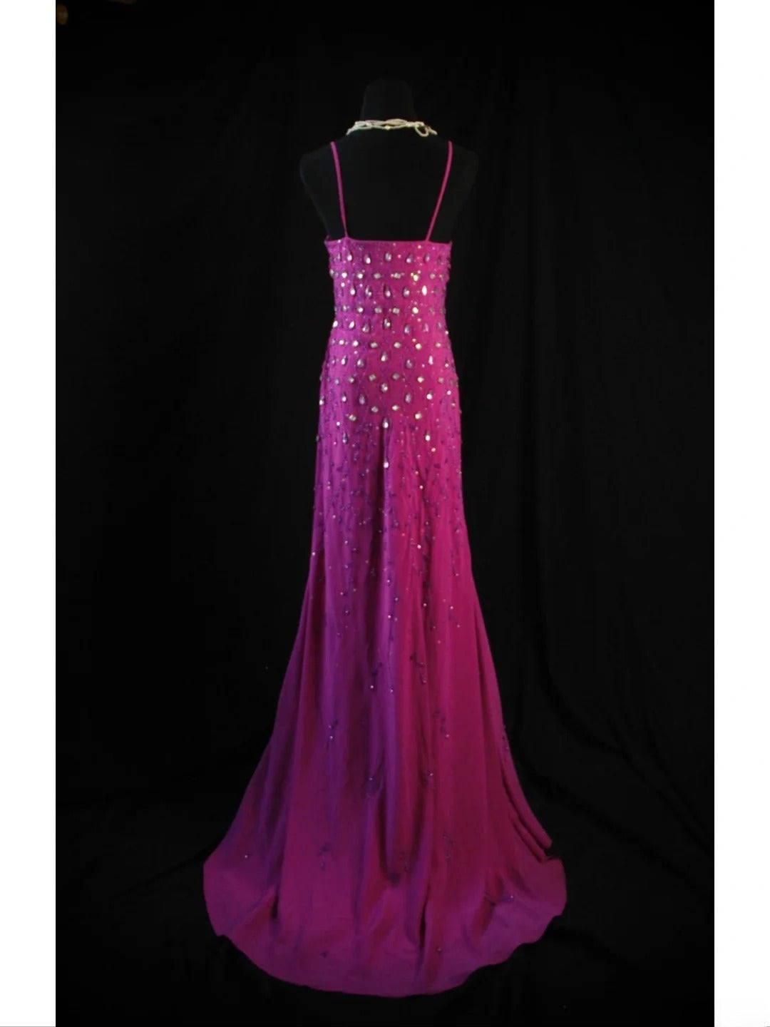 Vintage Mermaid Spaghetti Straps Fuchsia Chiffon 90s With Beadings Prom Max Dresses Inspo 19th Birthday Outfit Formal Dress For Women AS475