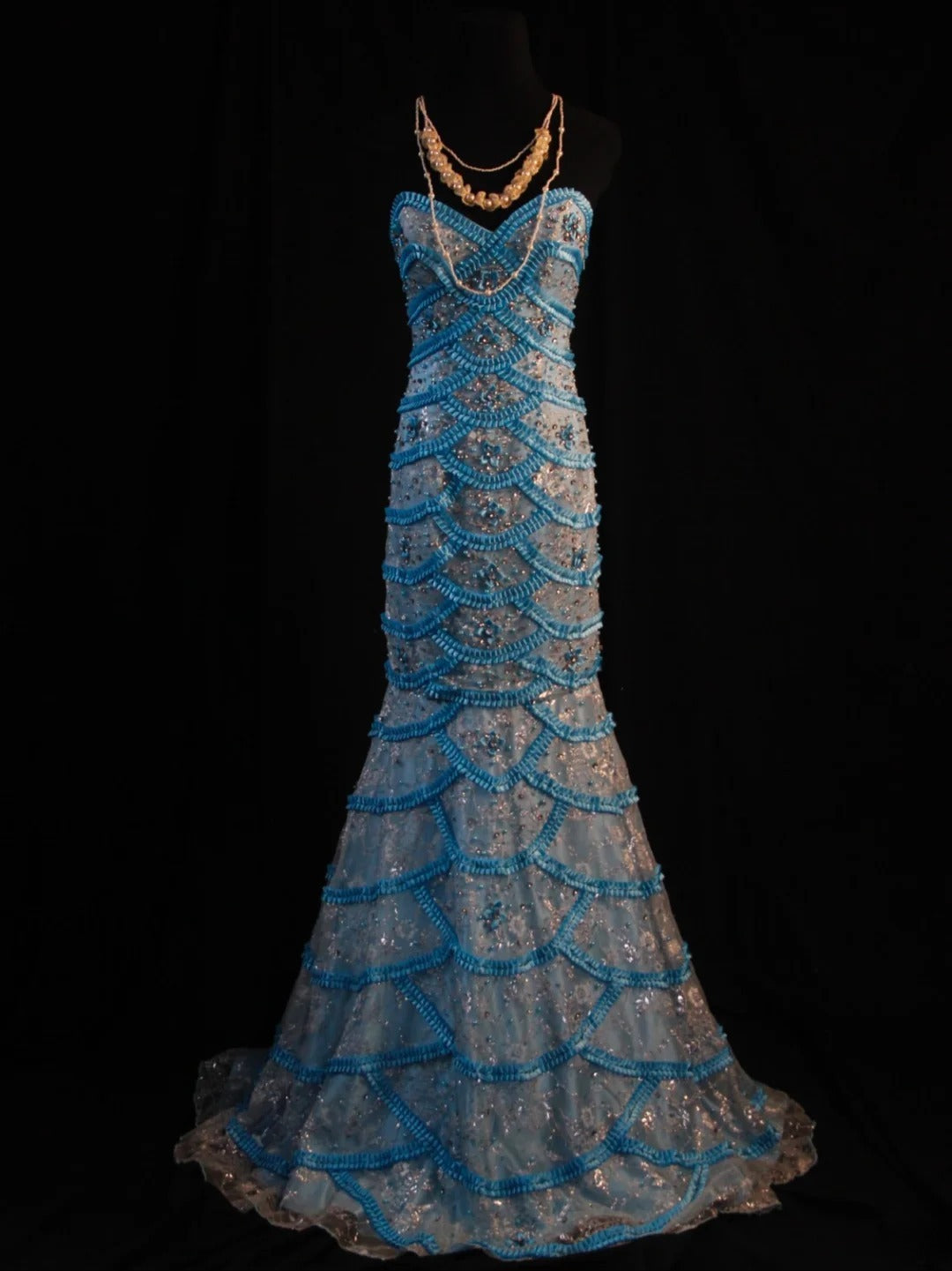 Vintage Mermaid Sweetheart Blue Lace 90s With Beadings Prom Max Dresses Inspo 19th Birthday Outfit Formal Dress For Women AS478