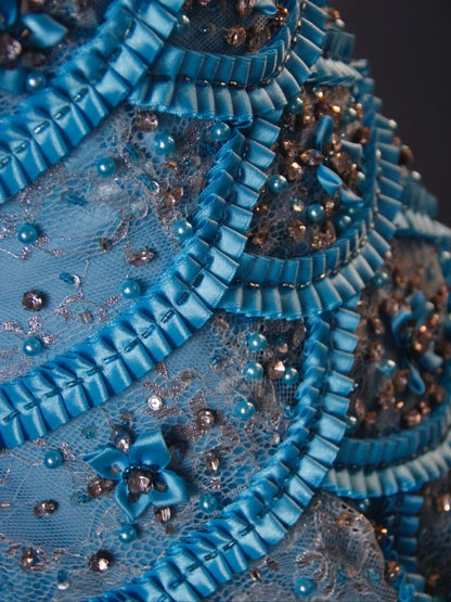 Vintage Mermaid Sweetheart Blue Lace 90s With Beadings Prom Max Dresses Inspo 19th Birthday Outfit Formal Dress For Women AS478
