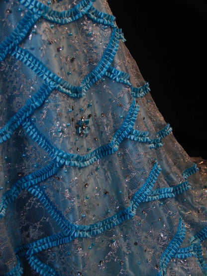 Vintage Mermaid Sweetheart Blue Lace 90s With Beadings Prom Max Dresses Inspo 19th Birthday Outfit Formal Dress For Women AS478