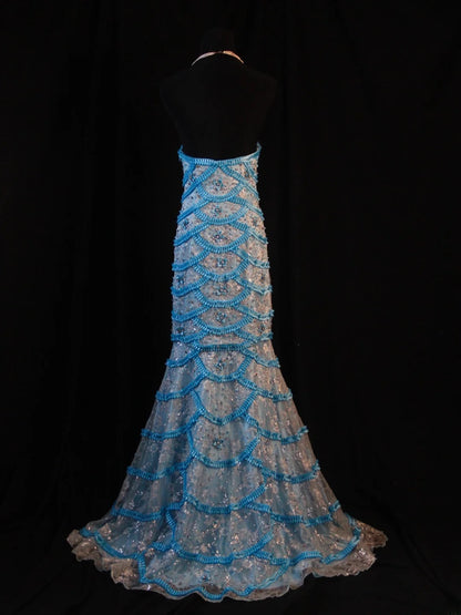 Vintage Mermaid Sweetheart Blue Lace 90s With Beadings Prom Max Dresses Inspo 19th Birthday Outfit Formal Dress For Women AS478