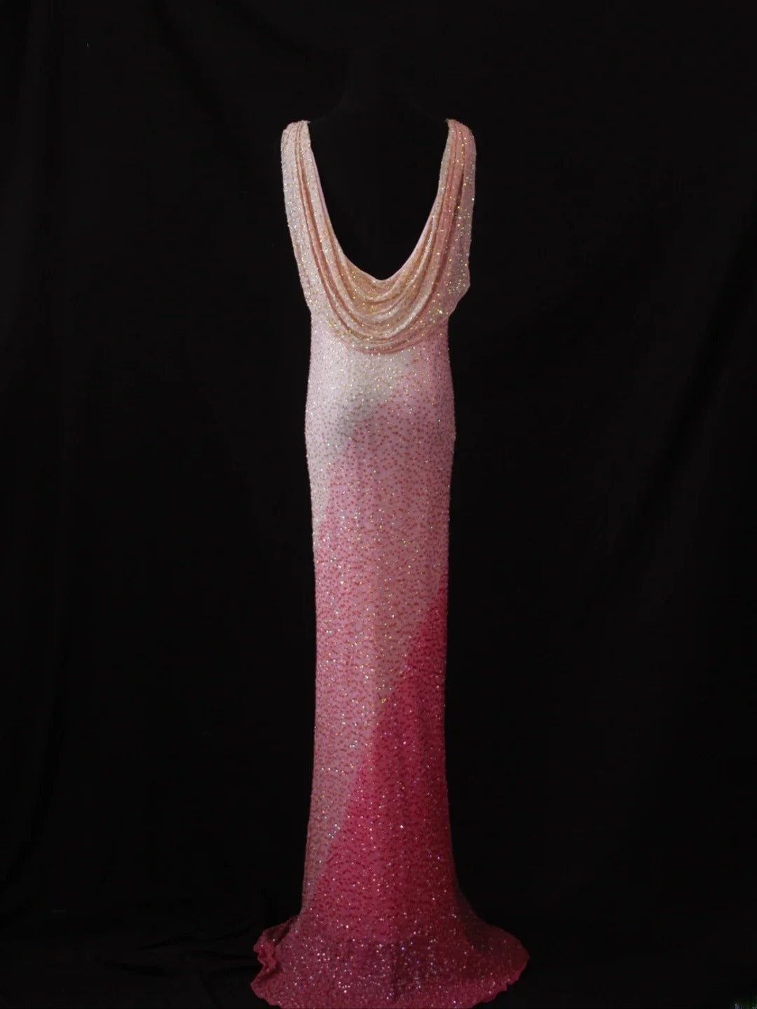 Vintage Mermaid Cowl Neck Pink White 80s With Beadings Bodice Long Prom Dresses Inspo Birthday Outfit Formal Dress For Women AS486