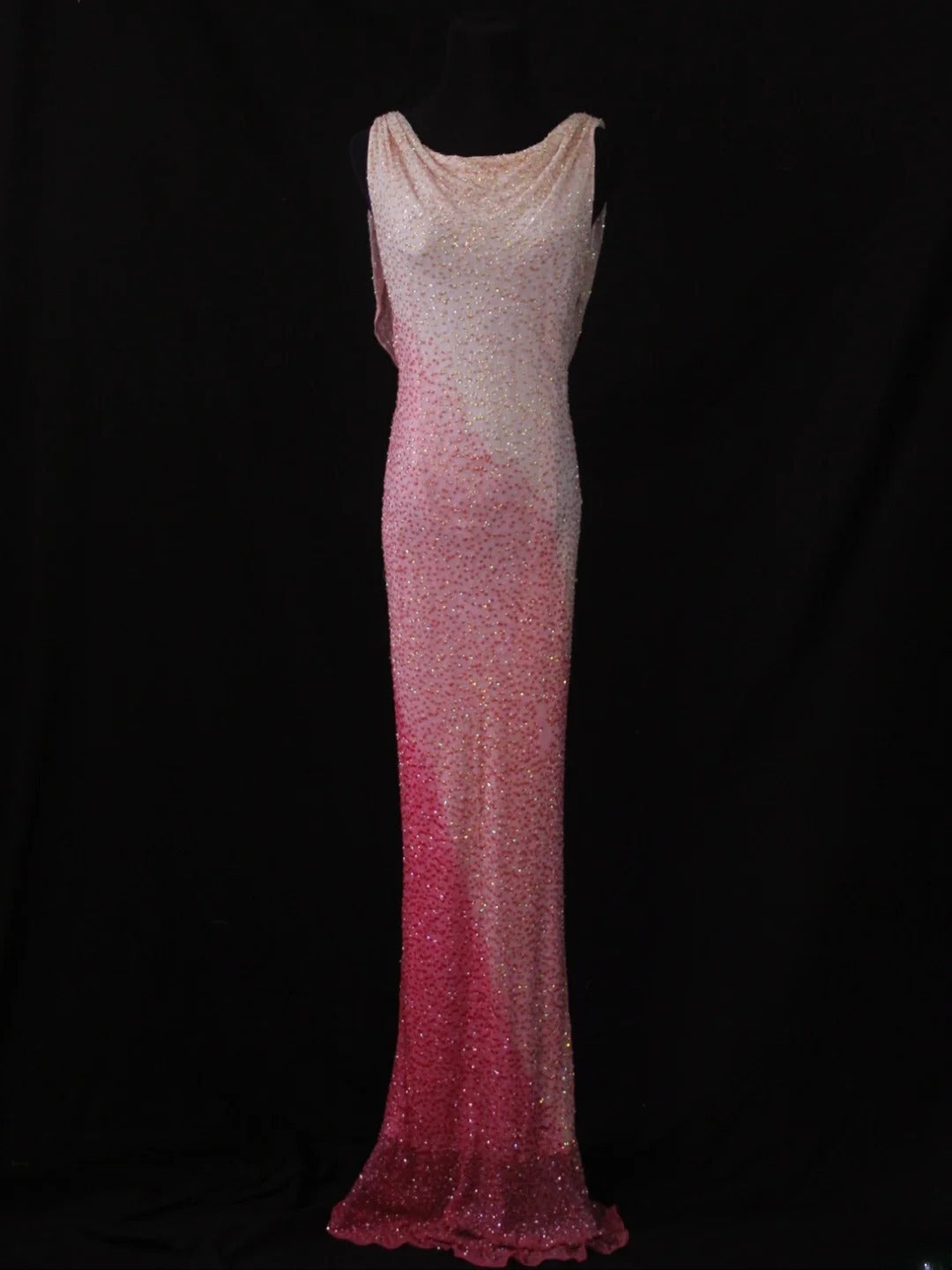 Vintage Mermaid Cowl Neck Pink White 80s With Beadings Bodice Long Prom Dresses Inspo Birthday Outfit Formal Dress For Women AS486