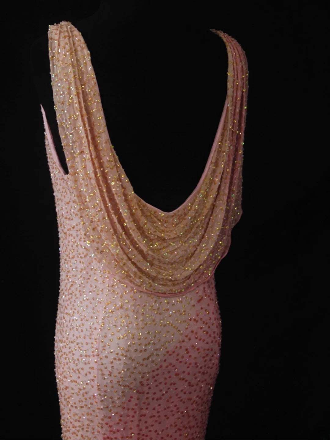 Vintage Mermaid Cowl Neck Pink White 80s With Beadings Bodice Long Prom Dresses Inspo Birthday Outfit Formal Dress For Women AS486