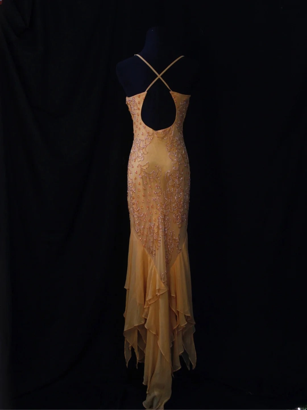 Vintage Mermaid Spaghetti Straps Orange Chiffon 1950s High Low Slim Prom Dresses Inspo 18th Birthday Outfit Formal Gown AS490