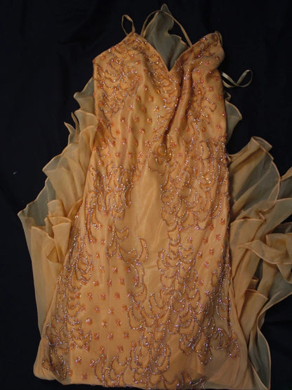 Vintage Mermaid Spaghetti Straps Orange Chiffon 1950s High Low Slim Prom Dresses Inspo 18th Birthday Outfit Formal Gown AS490