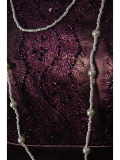 Vintage A-Linien-Kleid in Altlila aus den 1950er Jahren mit Perlen, plissiertem Oberteil, langes Ballkleid, Inspiration für den 18. Geburtstag, formelles Abendkleid AS501