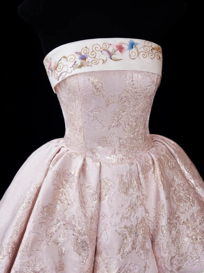 Elegantes trägerloses Ballkleid in zartem Rosa, ideal zum 16. Geburtstag, als Spitzenkleid oder Cocktailkleid, AS582