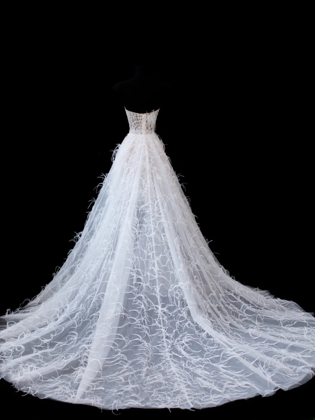 Timeless Women's A Line Strapless Sleeveless White Lace With Feathers Short Vintage Fitted 1920s Wedding Dresses AS584