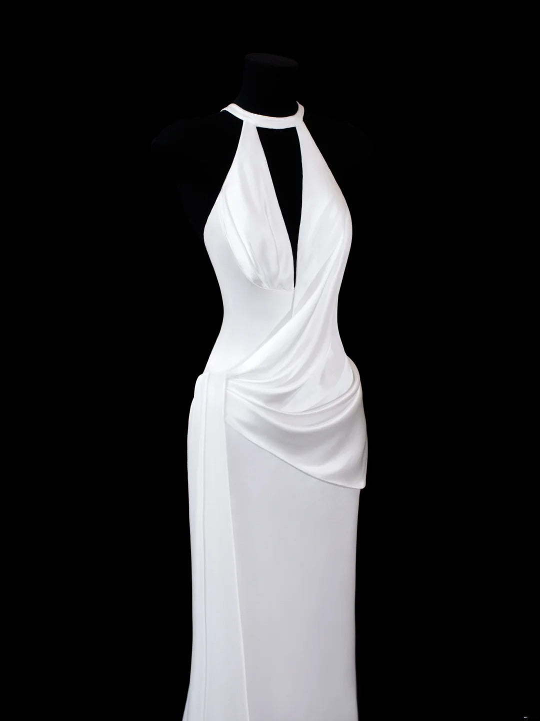 Timeless Women's Sheath Scoop Sleeveless White Satin With Backless Long Vintage Fitted 1920s Wedding Dresses AS586