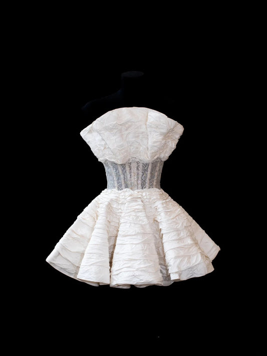 Chic Ball Gown Strapless Satin Tiered 16th Birthday Dress Short Homecoming Dresses Cocktail Gown AS591