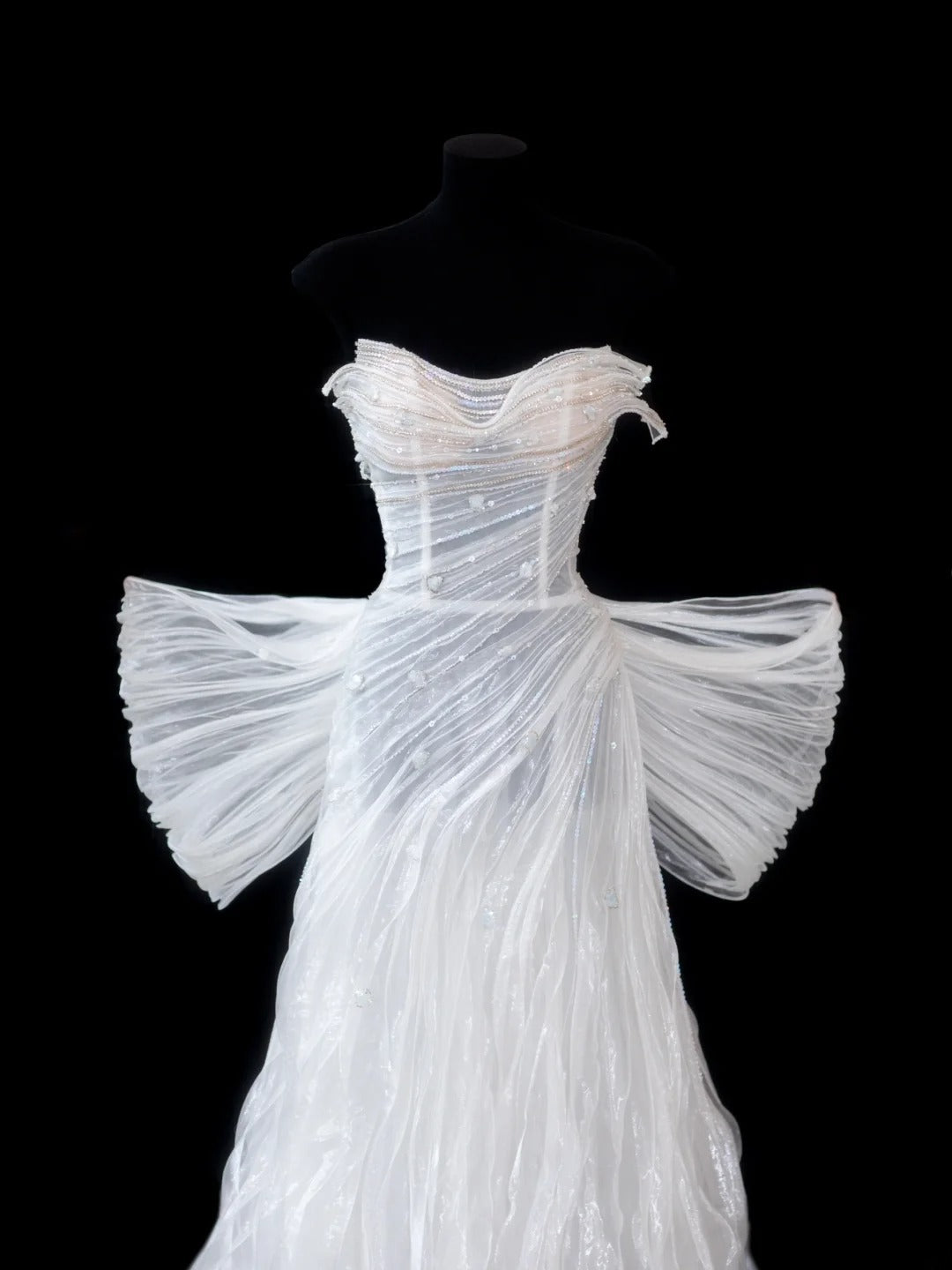 Robe de mariée vintage intemporelle pour femme, coupe trapèze, décolleté cœur, sans manches, en tulle blanc orné de perles, style années 1920, AS596