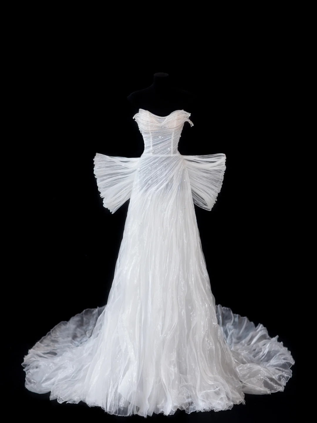Robe de mariée vintage intemporelle pour femme, coupe trapèze, décolleté cœur, sans manches, en tulle blanc orné de perles, style années 1920, AS596