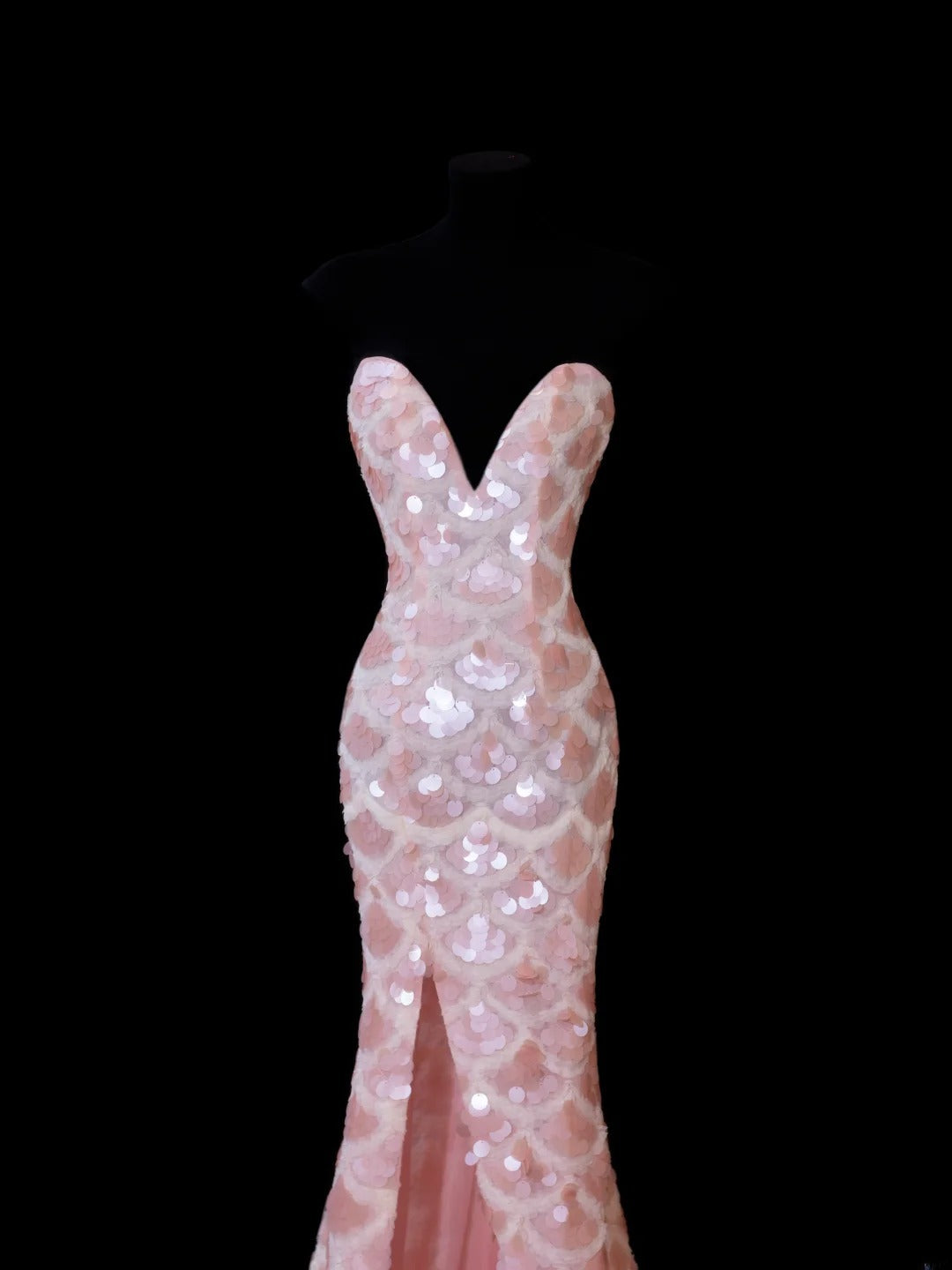 Elegant Mermaid Sweetheart Pink Sequins With Slit Long Formal Fancy Evening Dresses Dinner Outfits Classy Party Gowns AS601