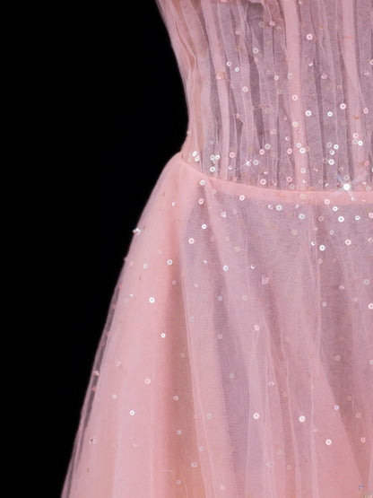 Elegant A line Off The Shoulder Pink Tulle Long Formal Fancy Evening Dresses Dinner Outfits Classy Party Gowns AS607