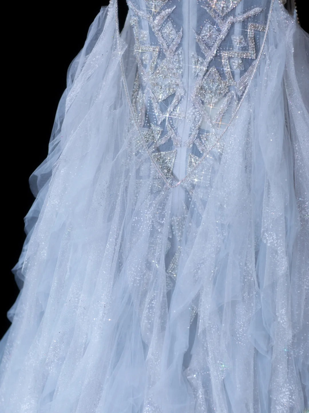 Timeless Women's Mermaid Off The Shoulder Long Sleeves Light Sky Blue With Beads Fitted Long Vintage 1920s Wedding Dresses AS611
