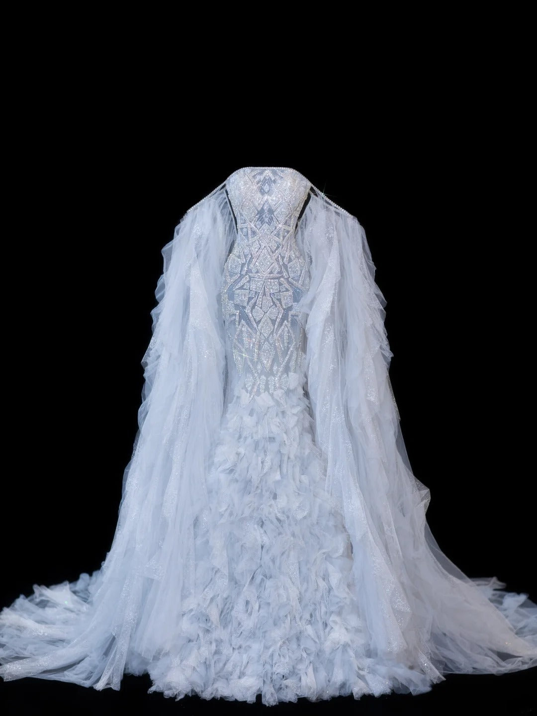 Timeless Women's Mermaid Off The Shoulder Long Sleeves Light Sky Blue With Beads Fitted Long Vintage 1920s Wedding Dresses AS611