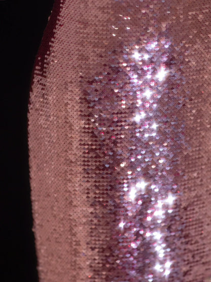 Elegant Mermaid Off The Shoulder Pink Sequin Formal Fancy Long Evening Dresses Dinner Outfits Classy Party Gowns AS621