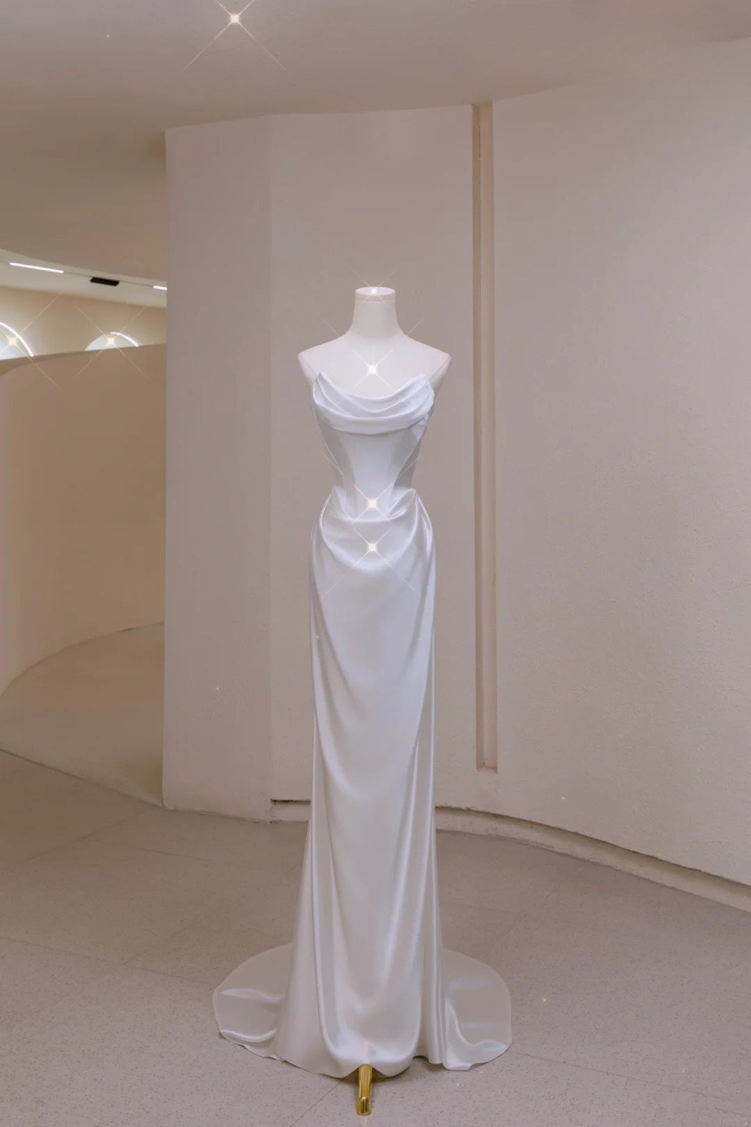 Robe de mariée sirène simple, bustier, corset ajusté blanc, longue, en satin, robes de mariée, robes de mariée AU004