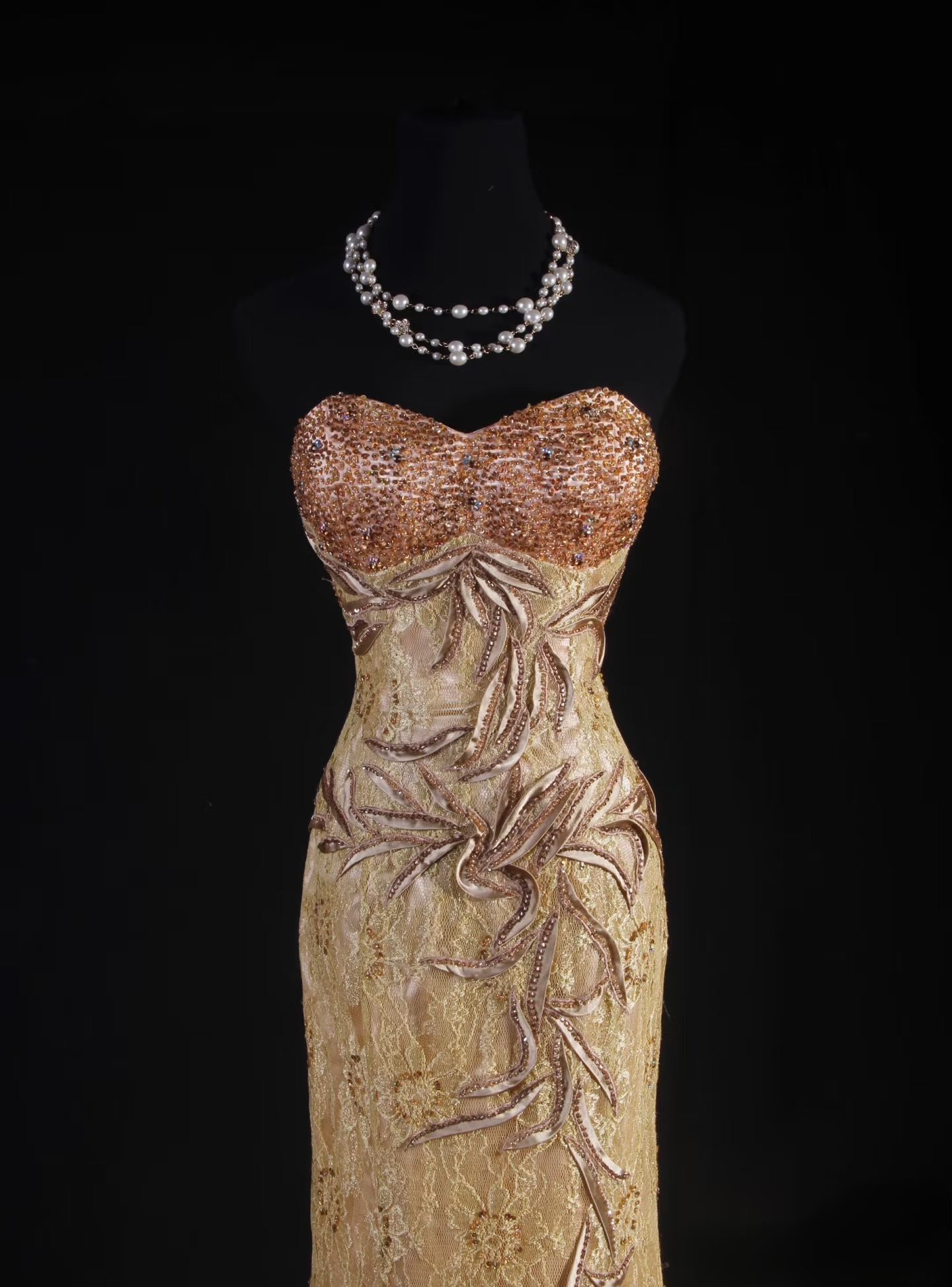 Retro Prom Dresses Mermaid Sweetheart Gold Lace Beads Vintage Long Prom Dresses Party Gowns AU004