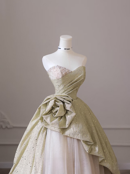 Sweet Sweetheart Ball Gown Floral Tulle Long Sage Green Quinceanera Dress Gorgeous Quinceanera Dresses Sweet 15 16 Dress AU006