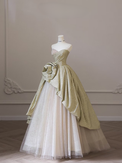 Sweet Sweetheart Ball Gown Floral Tulle Long Sage Green Quinceanera Dress Gorgeous Quinceanera Dresses Sweet 15 16 Dress AU006