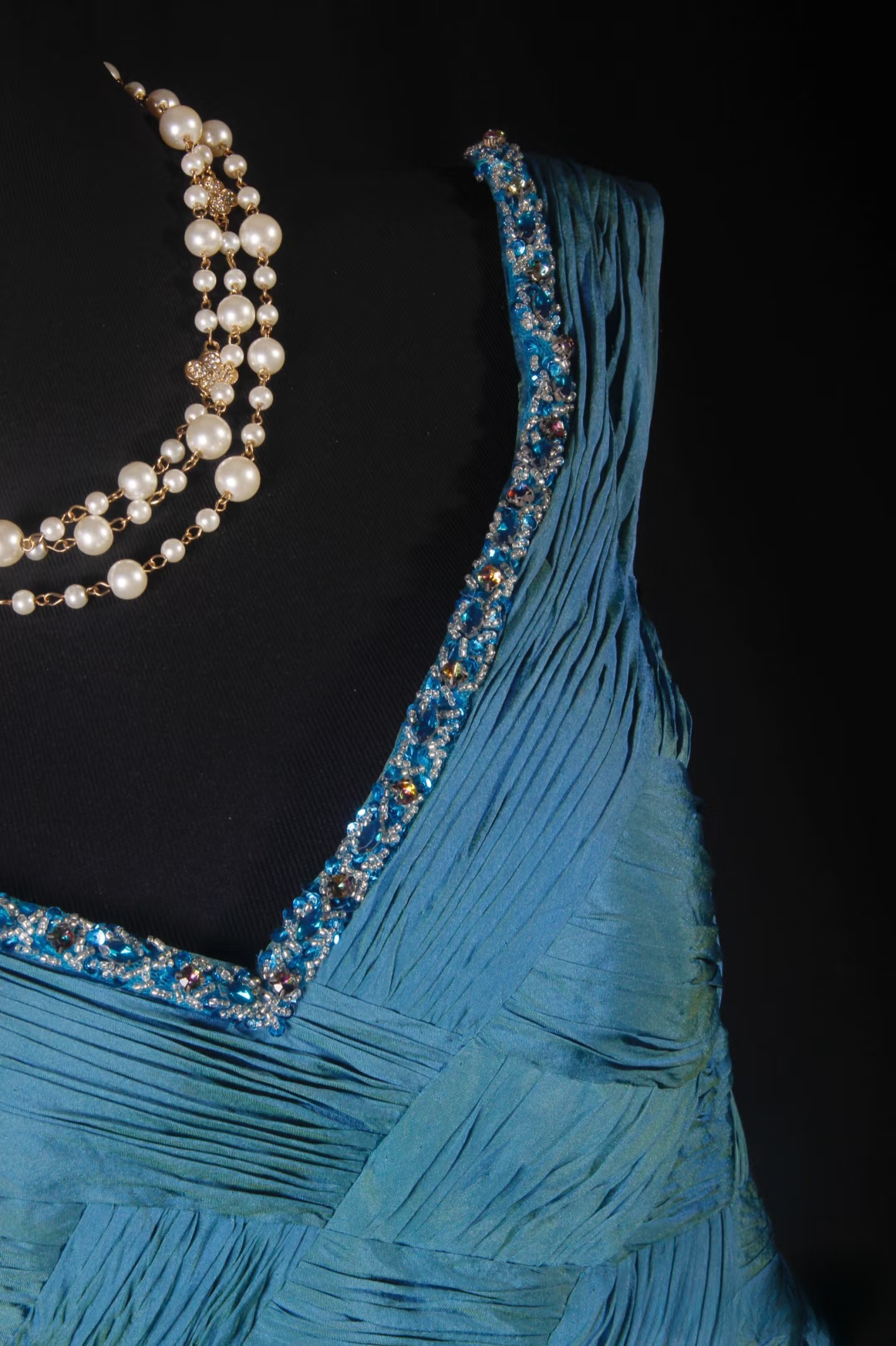Vintage Prom Dresses 1950s Retro Classy A Line V Neck Teal Blue Chiffon Inspo Long Prom Gown AU008