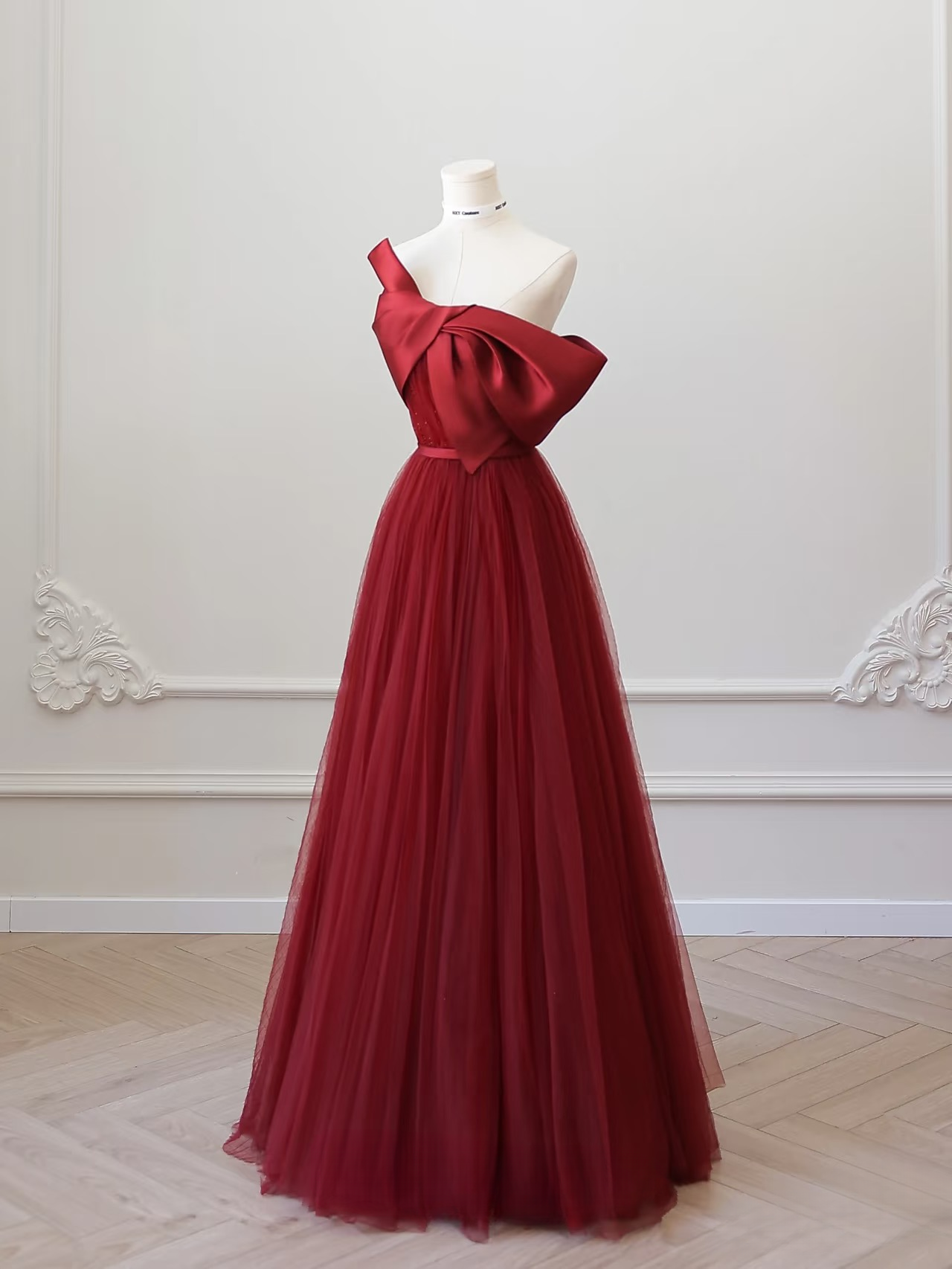 Elegant A Line Strapless Sleeveless Burgundy Tulle Floor Length Amazing Prom Dress Inspiration Ideas Prom Inspo Dresses Graduation Dress AU009