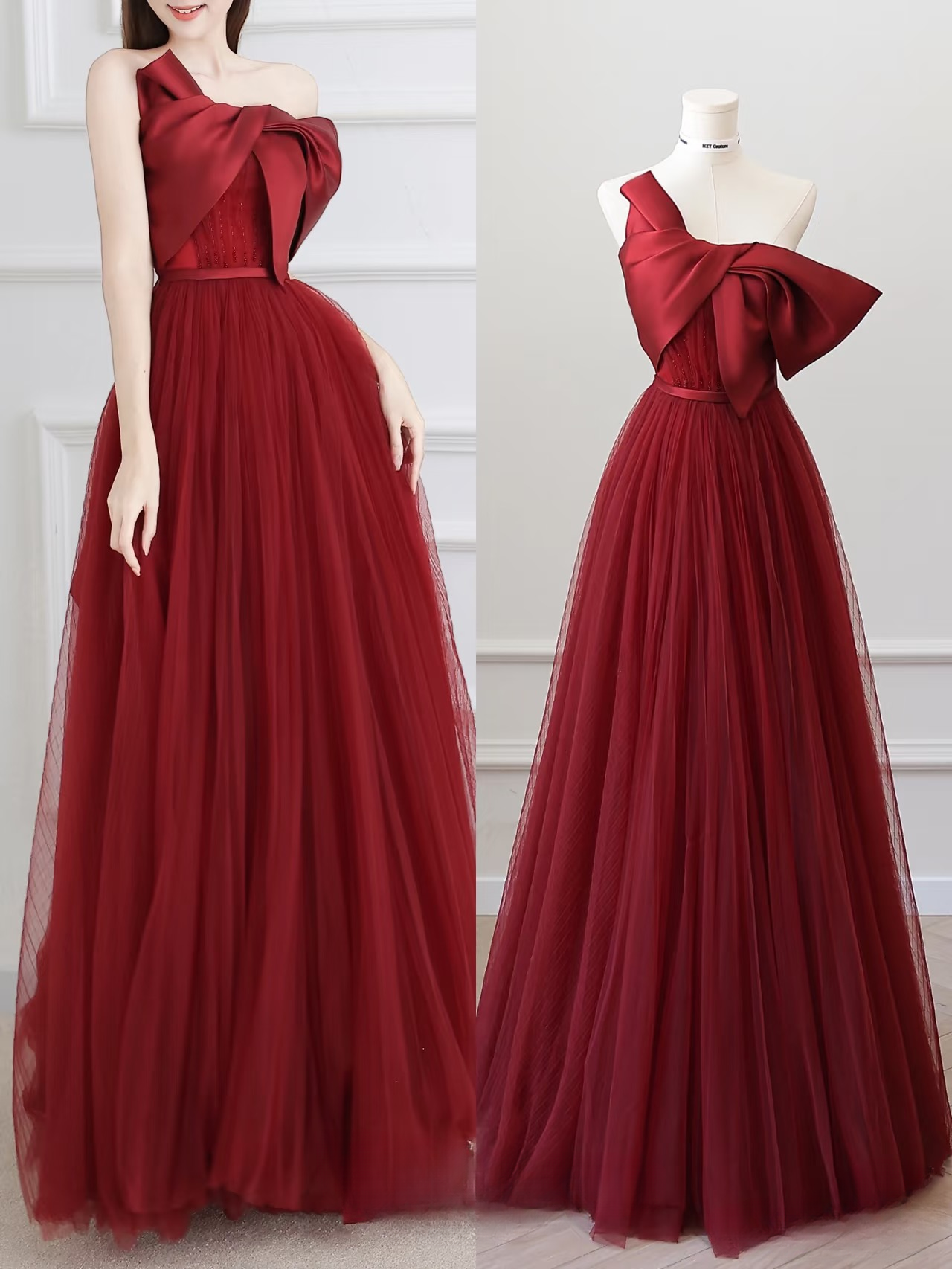 Elegant A Line Strapless Sleeveless Burgundy Tulle Floor Length Amazing Prom Dress Inspiration Ideas Prom Inspo Dresses Graduation Dress AU009