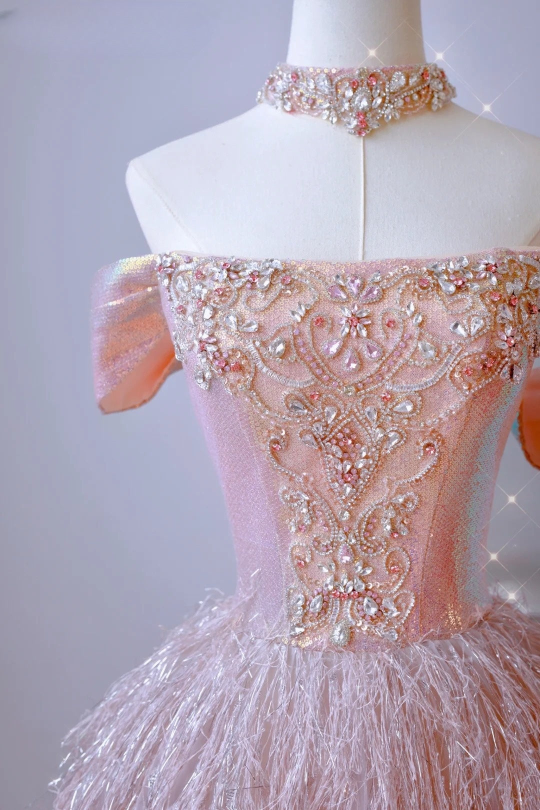 Robe de bal modeste à épaules dénudées et paillettes rose blush, robe de soirée longue pour 21e anniversaire, robe de remise de diplôme, AU010