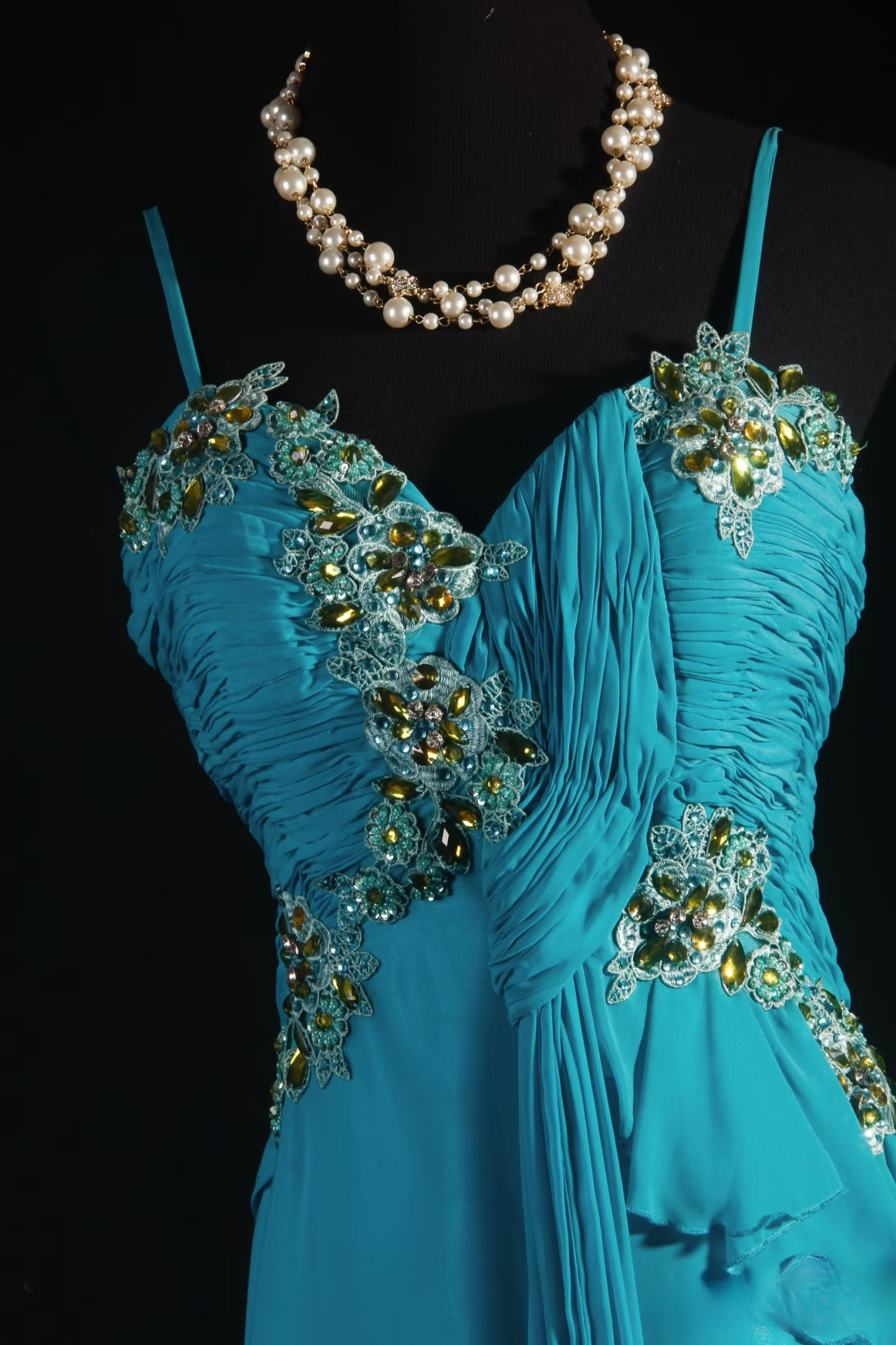 Robes de bal rétro, coupe trapèze, bretelles spaghetti, mousseline bleue, style vintage, robes de soirée longues AU010