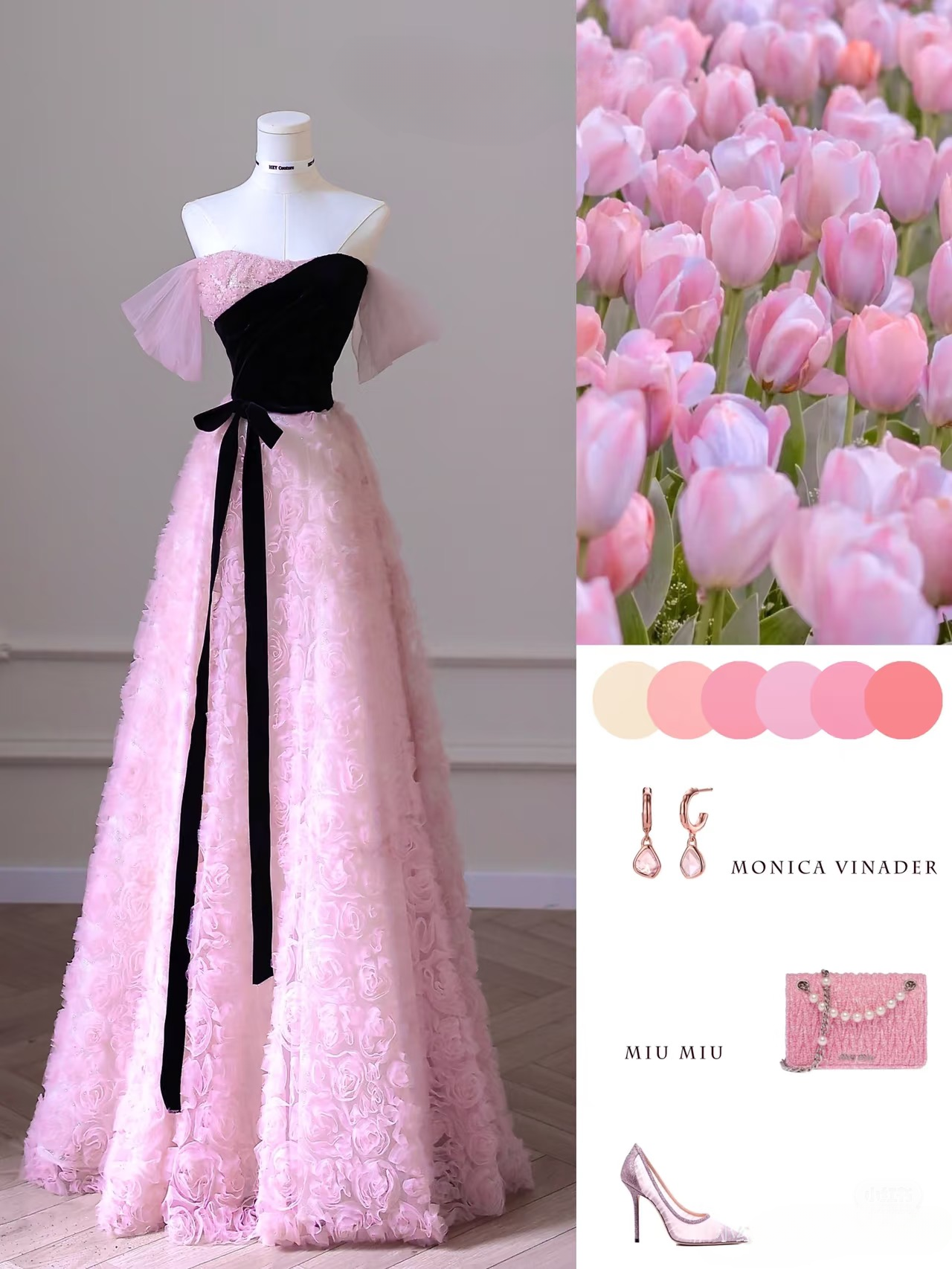 Robe de bal élégante, coupe trapèze, sans manches, en tulle rose, longueur au sol, motif floral, inspiration pour une robe de remise de diplôme, AU011