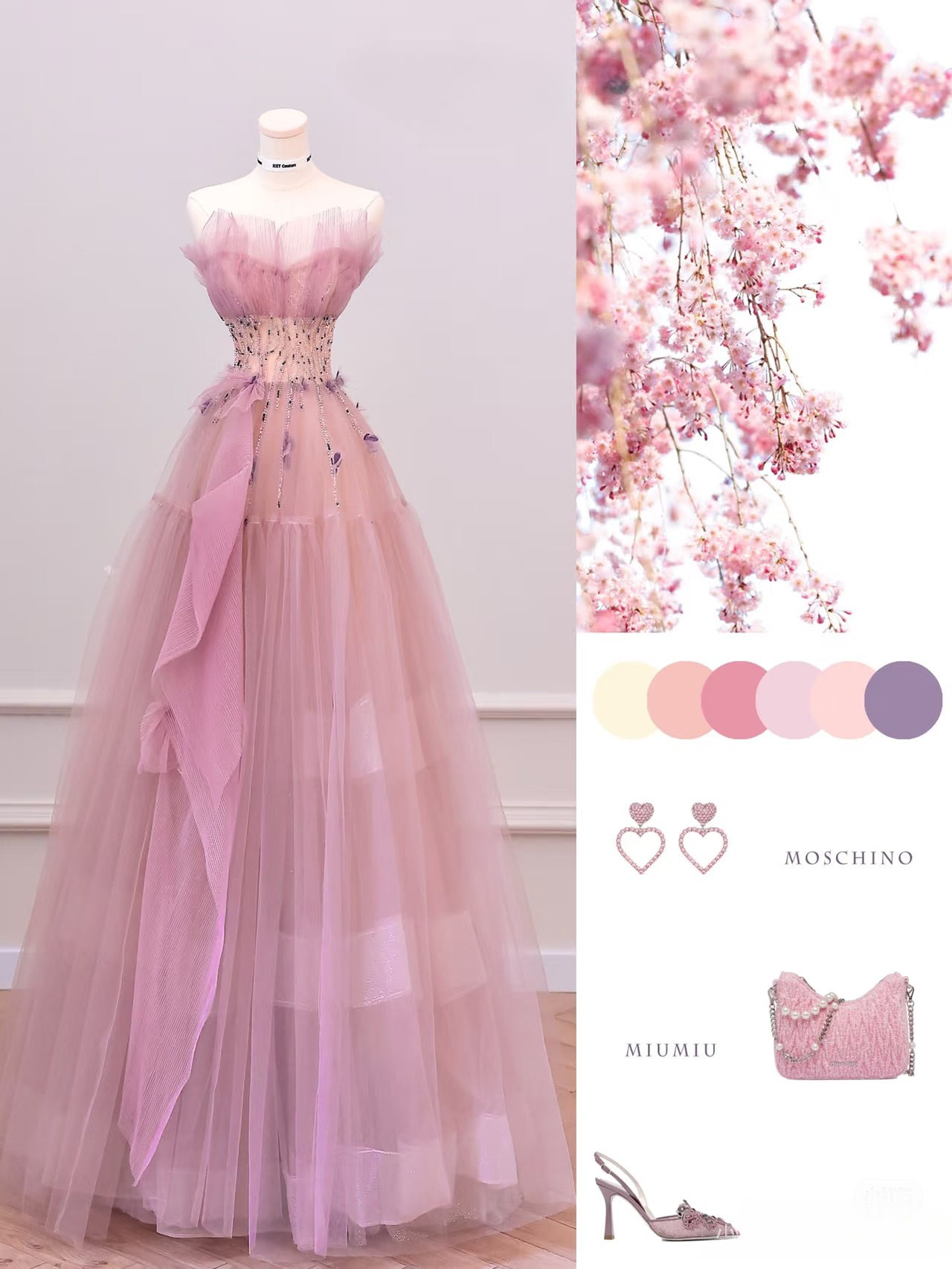 Elegant Ball Gown Strapless Sleeveless Pink Tulle Floor Length Amazing Prom Dress Inspiration Ideas Prom Inspo Dresses Graduation Dress AU012