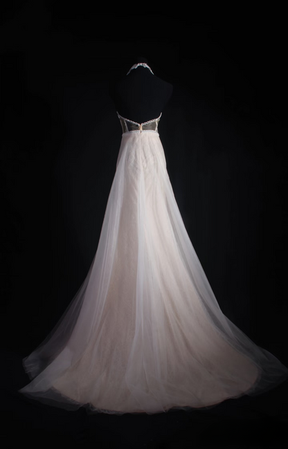 Robes de bal rétro, coupe trapèze, dos nu, tulle blanc et dentelle, robes de soirée longues vintage AU012