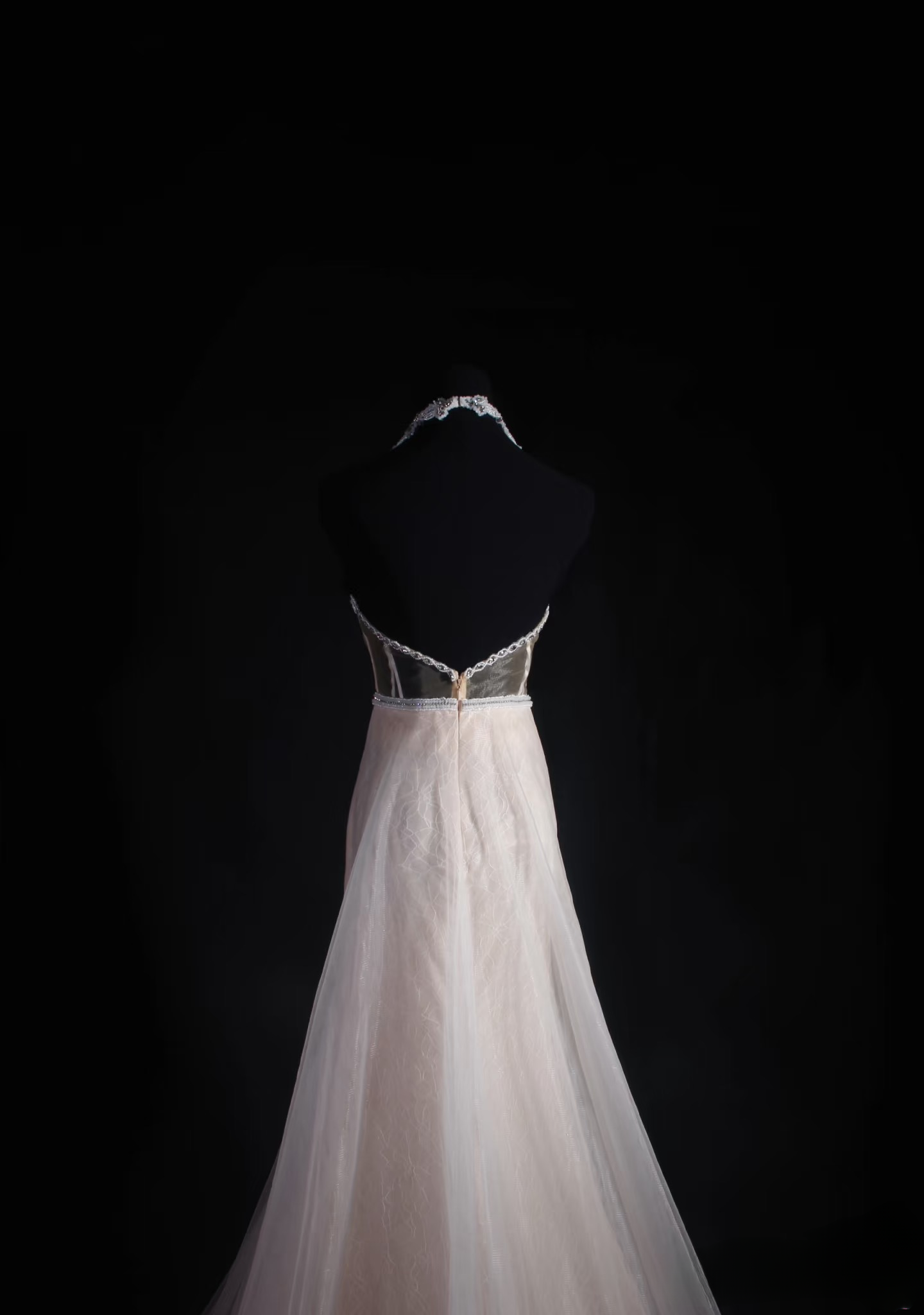 Robes de bal rétro, coupe trapèze, dos nu, tulle blanc et dentelle, robes de soirée longues vintage AU012