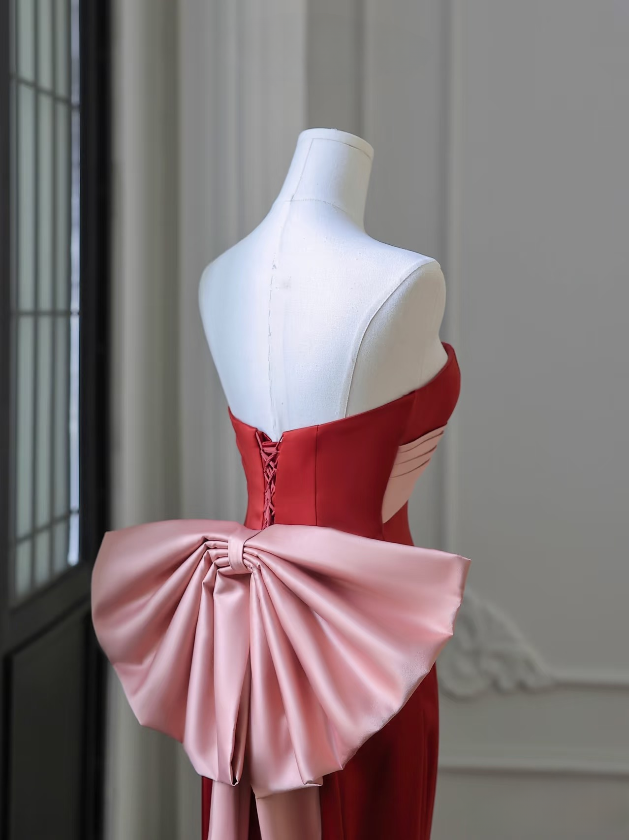 Elegant Mermaid Strapless Sleeveless Rust Red Satin Floor Length Amazing Prom Dress Inspiration Ideas Prom Inspo Dresses Graduation Dress AU017