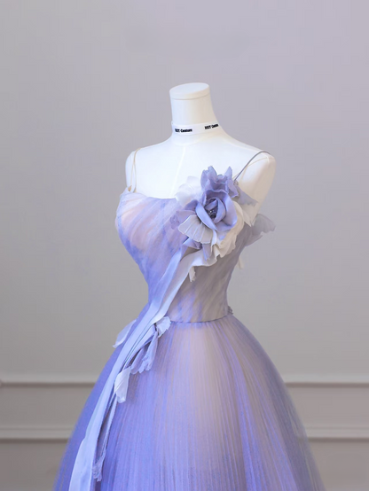 Elegant Ball Gown Spaghetti Straps Sleeveless Lilac Tulle Floor Length Amazing Prom Dress Inspiration Ideas Prom Inspo Dresses Graduation Dress AU019